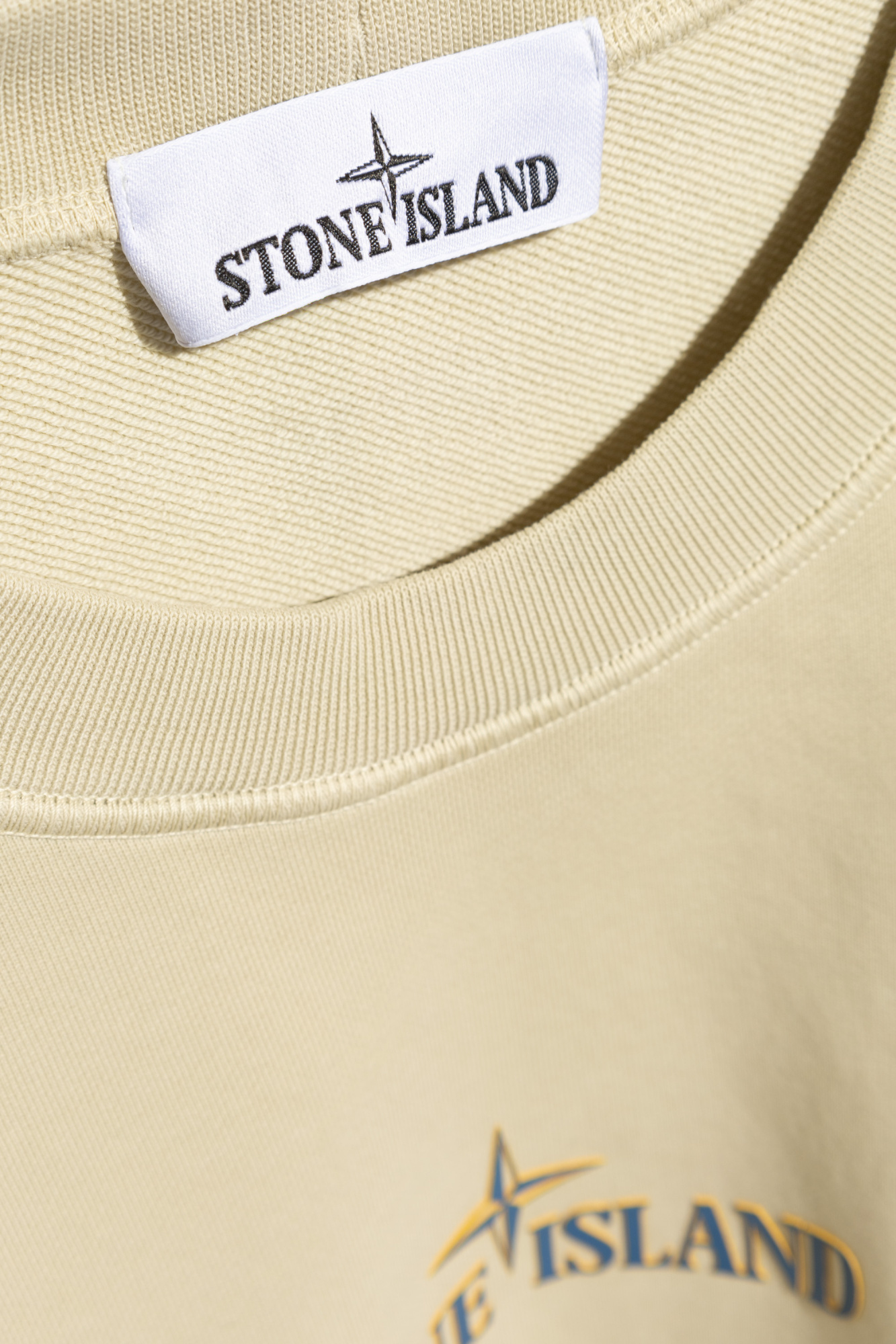 【関税&送料込】Stone  Ivory Cotton Sweatshirt Stone Island boy's cotton crewneck sweatshirt 801661340